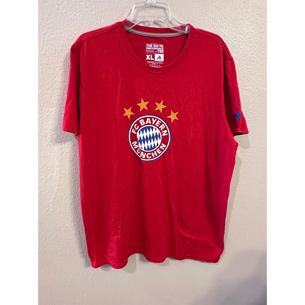 Adidas FC Bayern Munchen Graphic T-Shirt Soccer Fan Tee Red XL